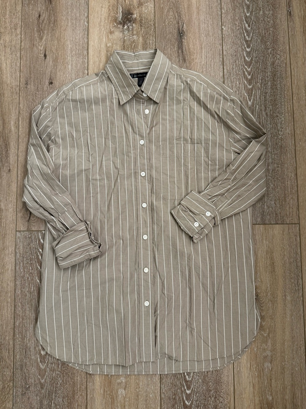Banana republic Beige Stripe Button-Down Shirt